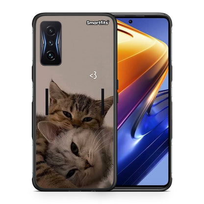 Θήκη Xiaomi Poco F4 GT Cats In Love από τη Smartfits με σχέδιο στο πίσω μέρος και μαύρο περίβλημα | Xiaomi Poco F4 GT Cats In Love case with colorful back and black bezels