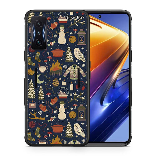 Θήκη Xiaomi Poco F4 GT Christmas Elements από τη Smartfits με σχέδιο στο πίσω μέρος και μαύρο περίβλημα | Xiaomi Poco F4 GT Christmas Elements case with colorful back and black bezels