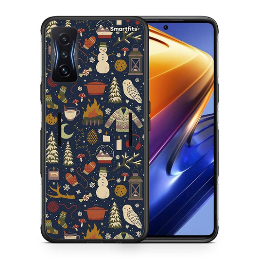 Θήκη Xiaomi Poco F4 GT Christmas Elements από τη Smartfits με σχέδιο στο πίσω μέρος και μαύρο περίβλημα | Xiaomi Poco F4 GT Christmas Elements case with colorful back and black bezels