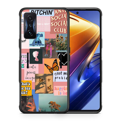 Θήκη Αγίου Βαλεντίνου Xiaomi Poco F4 GT Collage Bitchin από τη Smartfits με σχέδιο στο πίσω μέρος και μαύρο περίβλημα | Xiaomi Poco F4 GT Collage Bitchin case with colorful back and black bezels