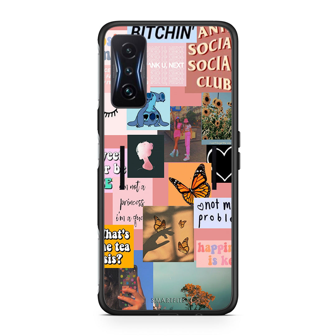 Xiaomi Poco F4 GT Collage Bitchin Θήκη Αγίου Βαλεντίνου από τη Smartfits με σχέδιο στο πίσω μέρος και μαύρο περίβλημα | Smartphone case with colorful back and black bezels by Smartfits