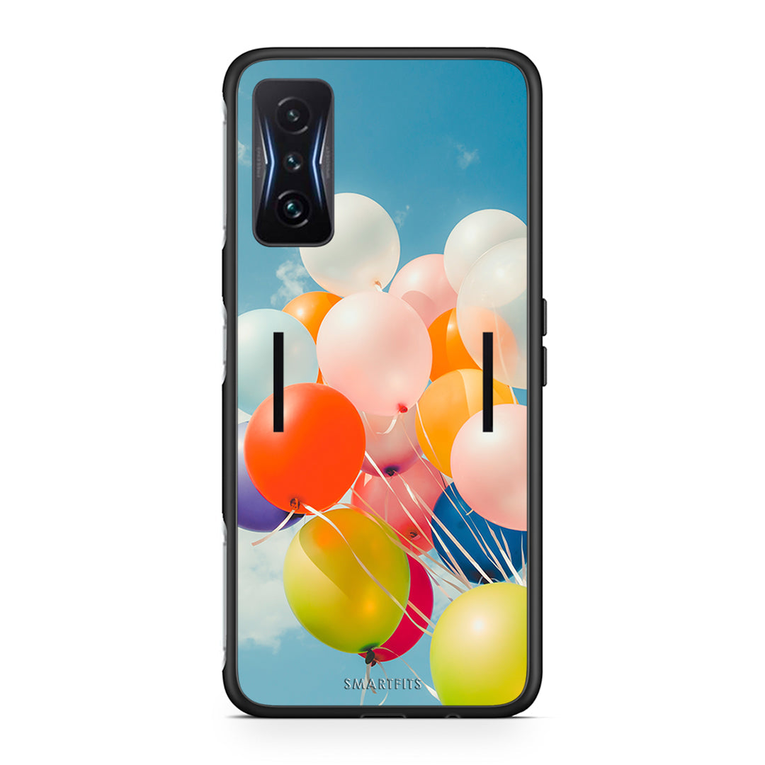 Xiaomi Poco F4 GT Colorful Balloons θήκη από τη Smartfits με σχέδιο στο πίσω μέρος και μαύρο περίβλημα | Smartphone case with colorful back and black bezels by Smartfits