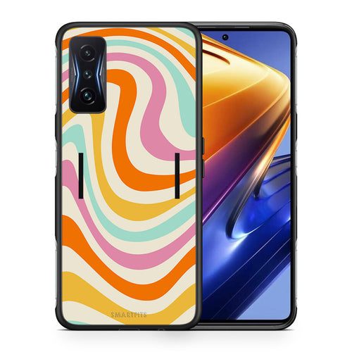Θήκη Xiaomi Poco F4 GT Colourful Waves από τη Smartfits με σχέδιο στο πίσω μέρος και μαύρο περίβλημα | Xiaomi Poco F4 GT Colourful Waves case with colorful back and black bezels