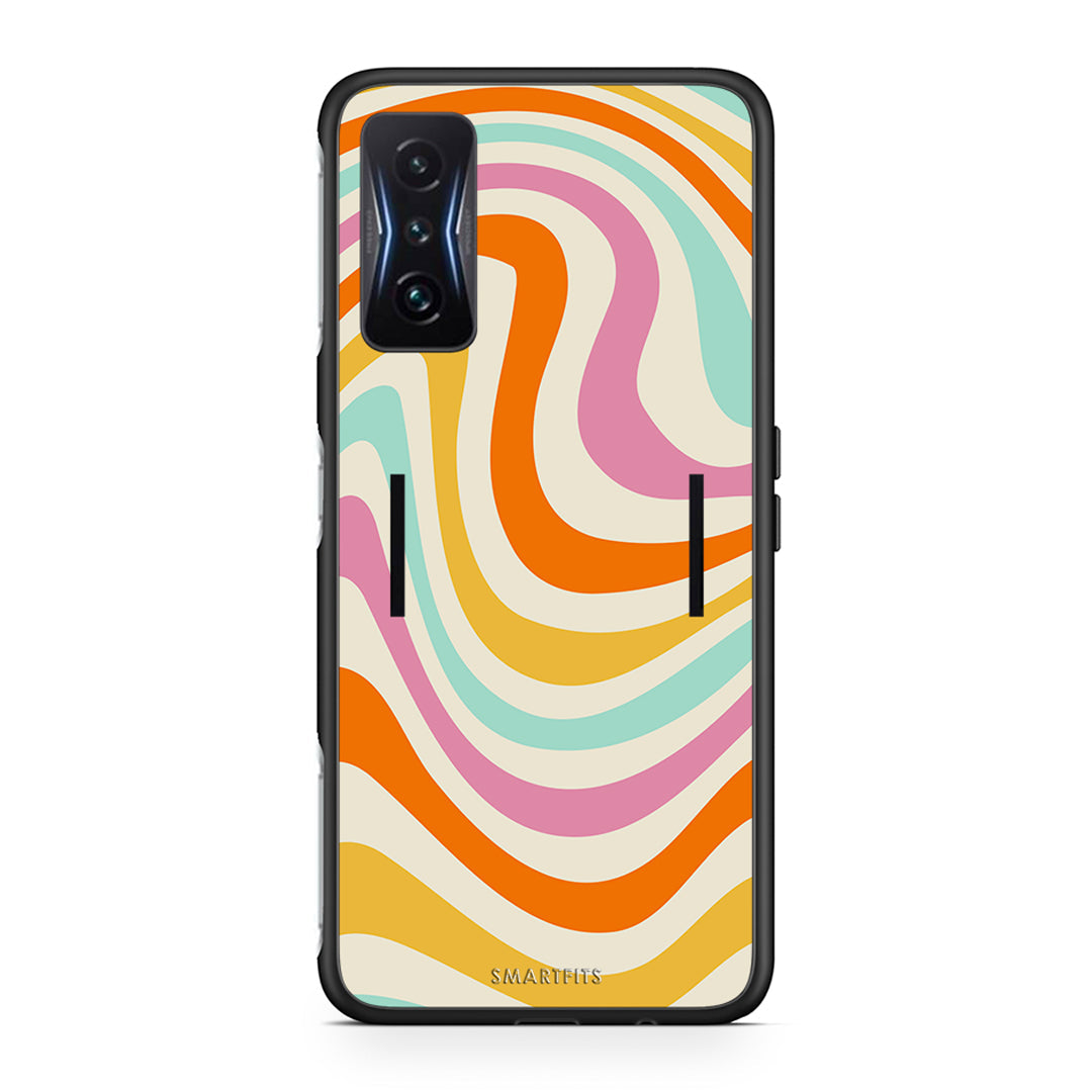 Xiaomi Poco F4 GT Colourful Waves θήκη από τη Smartfits με σχέδιο στο πίσω μέρος και μαύρο περίβλημα | Smartphone case with colorful back and black bezels by Smartfits