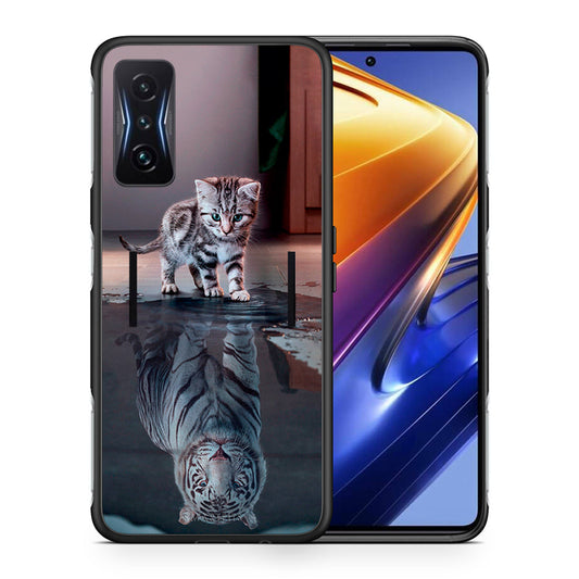 Θήκη Xiaomi Poco F4 GT Tiger Cute από τη Smartfits με σχέδιο στο πίσω μέρος και μαύρο περίβλημα | Xiaomi Poco F4 GT Tiger Cute case with colorful back and black bezels