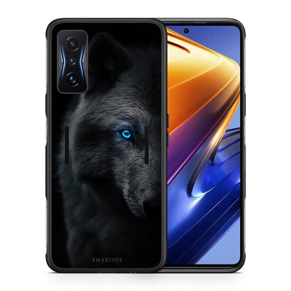 Θήκη Xiaomi Poco F4 GT Dark Wolf από τη Smartfits με σχέδιο στο πίσω μέρος και μαύρο περίβλημα | Xiaomi Poco F4 GT Dark Wolf case with colorful back and black bezels