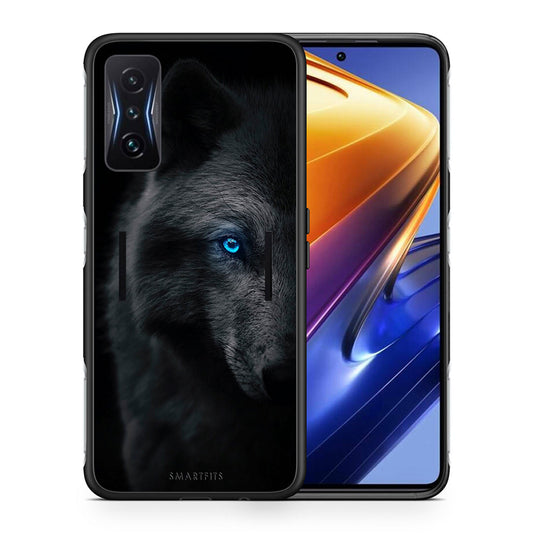 Θήκη Xiaomi Poco F4 GT Dark Wolf από τη Smartfits με σχέδιο στο πίσω μέρος και μαύρο περίβλημα | Xiaomi Poco F4 GT Dark Wolf case with colorful back and black bezels