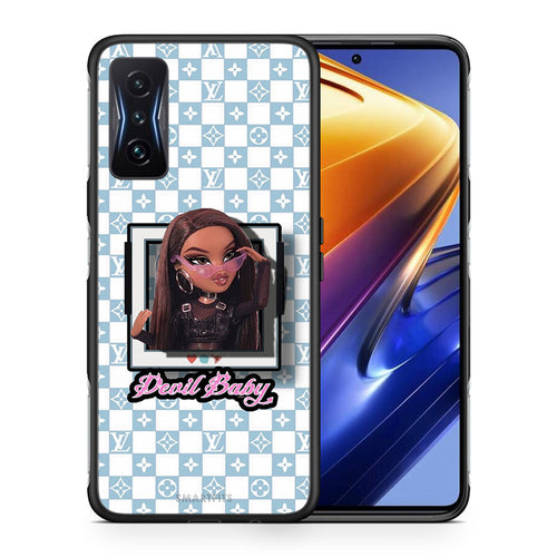Θήκη Αγίου Βαλεντίνου Xiaomi Poco F4 GT Devil Baby από τη Smartfits με σχέδιο στο πίσω μέρος και μαύρο περίβλημα | Xiaomi Poco F4 GT Devil Baby case with colorful back and black bezels
