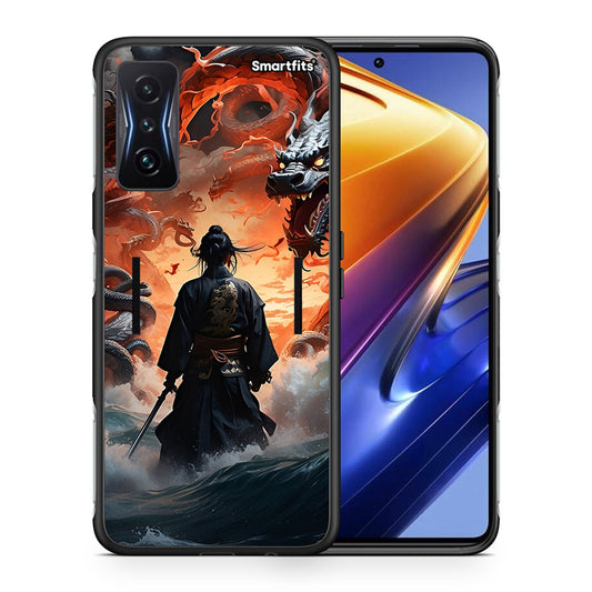 Θήκη Xiaomi Poco F4 GT Dragons Fight από τη Smartfits με σχέδιο στο πίσω μέρος και μαύρο περίβλημα | Xiaomi Poco F4 GT Dragons Fight case with colorful back and black bezels