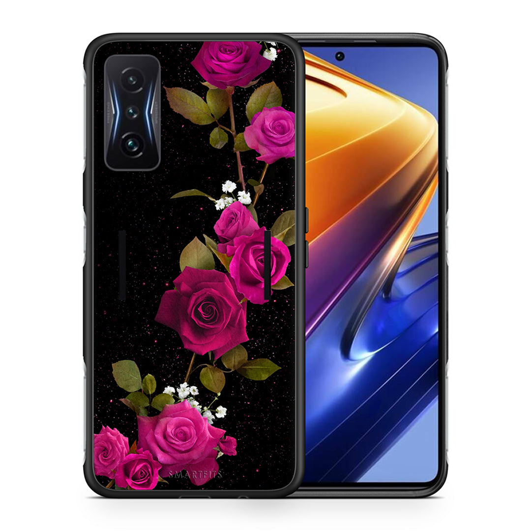 Θήκη Xiaomi Poco F4 GT Red Roses Flower από τη Smartfits με σχέδιο στο πίσω μέρος και μαύρο περίβλημα | Xiaomi Poco F4 GT Red Roses Flower case with colorful back and black bezels