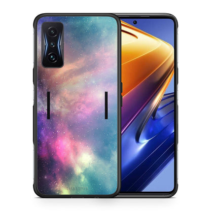 Θήκη Xiaomi Poco F4 GT Rainbow Galaxy από τη Smartfits με σχέδιο στο πίσω μέρος και μαύρο περίβλημα | Xiaomi Poco F4 GT Rainbow Galaxy case with colorful back and black bezels