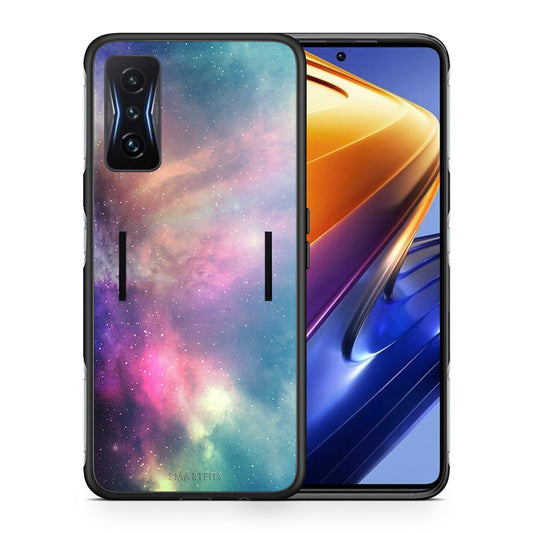 Θήκη Xiaomi Poco F4 GT Rainbow Galaxy από τη Smartfits με σχέδιο στο πίσω μέρος και μαύρο περίβλημα | Xiaomi Poco F4 GT Rainbow Galaxy case with colorful back and black bezels