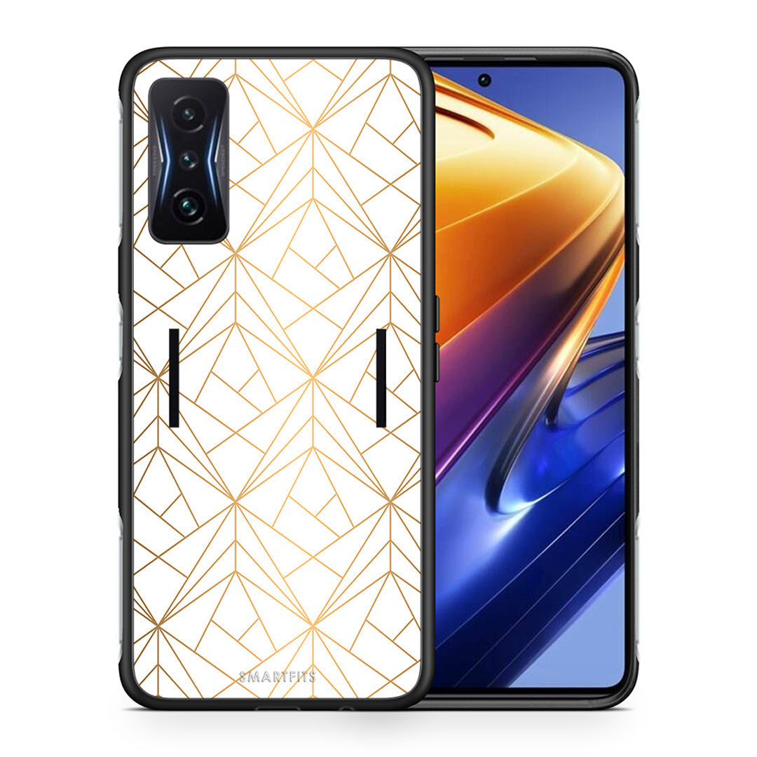 Θήκη Xiaomi Poco F4 GT Luxury White Geometric από τη Smartfits με σχέδιο στο πίσω μέρος και μαύρο περίβλημα | Xiaomi Poco F4 GT Luxury White Geometric case with colorful back and black bezels