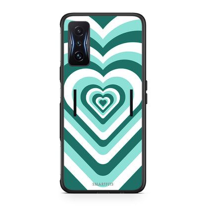 Xiaomi Poco F4 GT Green Hearts θήκη από τη Smartfits με σχέδιο στο πίσω μέρος και μαύρο περίβλημα | Smartphone case with colorful back and black bezels by Smartfits