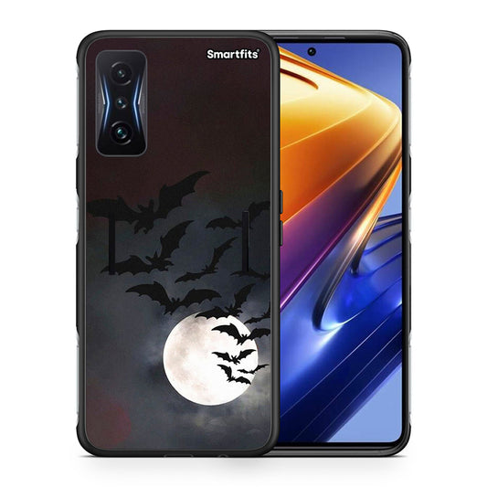 Θήκη Xiaomi Poco F4 GT Halloween Bat Night από τη Smartfits με σχέδιο στο πίσω μέρος και μαύρο περίβλημα | Xiaomi Poco F4 GT Halloween Bat Night case with colorful back and black bezels
