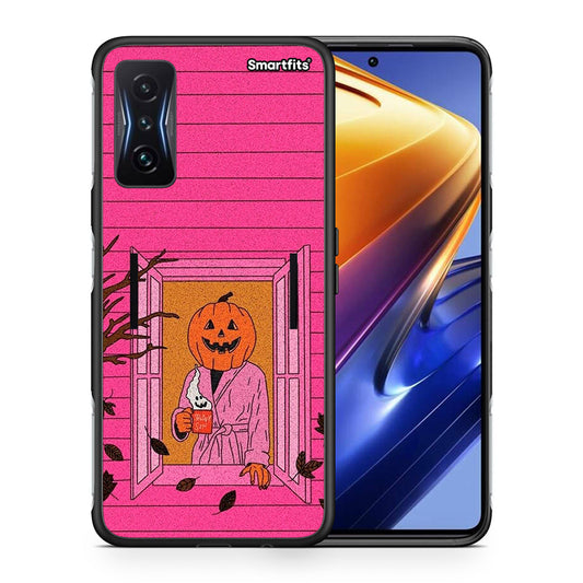Θήκη Xiaomi Poco F4 GT Halloween Pumpkin Lady από τη Smartfits με σχέδιο στο πίσω μέρος και μαύρο περίβλημα | Xiaomi Poco F4 GT Halloween Pumpkin Lady case with colorful back and black bezels
