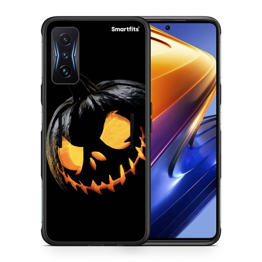 Θήκη Xiaomi Poco F4 GT Halloween Scary Pumpkin από τη Smartfits με σχέδιο στο πίσω μέρος και μαύρο περίβλημα | Xiaomi Poco F4 GT Halloween Scary Pumpkin case with colorful back and black bezels