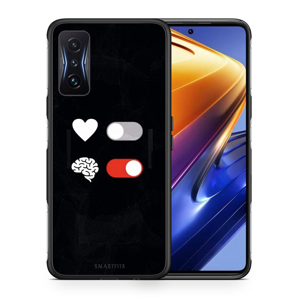 Θήκη Αγίου Βαλεντίνου Xiaomi Poco F4 GT Heart Vs Brain από τη Smartfits με σχέδιο στο πίσω μέρος και μαύρο περίβλημα | Xiaomi Poco F4 GT Heart Vs Brain case with colorful back and black bezels