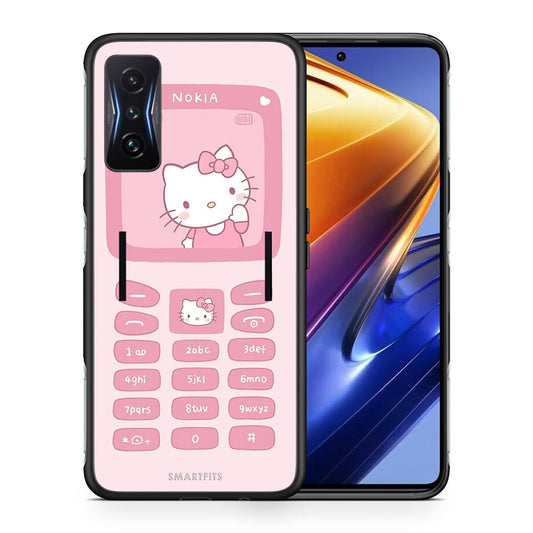 Θήκη Αγίου Βαλεντίνου Xiaomi Poco F4 GT Hello Kitten από τη Smartfits με σχέδιο στο πίσω μέρος και μαύρο περίβλημα | Xiaomi Poco F4 GT Hello Kitten case with colorful back and black bezels