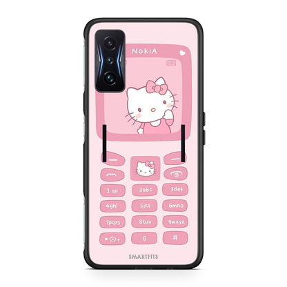 Xiaomi Poco F4 GT Hello Kitten Θήκη Αγίου Βαλεντίνου από τη Smartfits με σχέδιο στο πίσω μέρος και μαύρο περίβλημα | Smartphone case with colorful back and black bezels by Smartfits