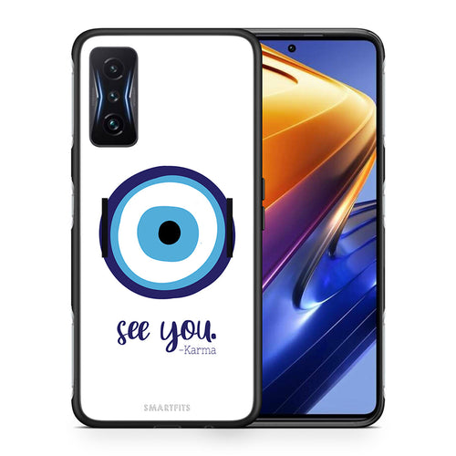 Θήκη Xiaomi Poco F4 GT Karma Says από τη Smartfits με σχέδιο στο πίσω μέρος και μαύρο περίβλημα | Xiaomi Poco F4 GT Karma Says case with colorful back and black bezels