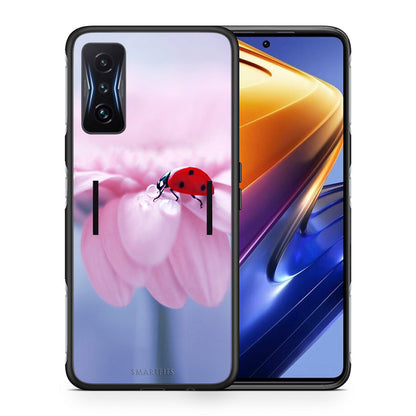 Θήκη Xiaomi Poco F4 GT Ladybug Flower από τη Smartfits με σχέδιο στο πίσω μέρος και μαύρο περίβλημα | Xiaomi Poco F4 GT Ladybug Flower case with colorful back and black bezels