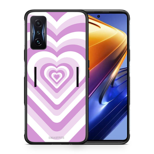 Θήκη Xiaomi Poco F4 GT Lilac Hearts από τη Smartfits με σχέδιο στο πίσω μέρος και μαύρο περίβλημα | Xiaomi Poco F4 GT Lilac Hearts case with colorful back and black bezels