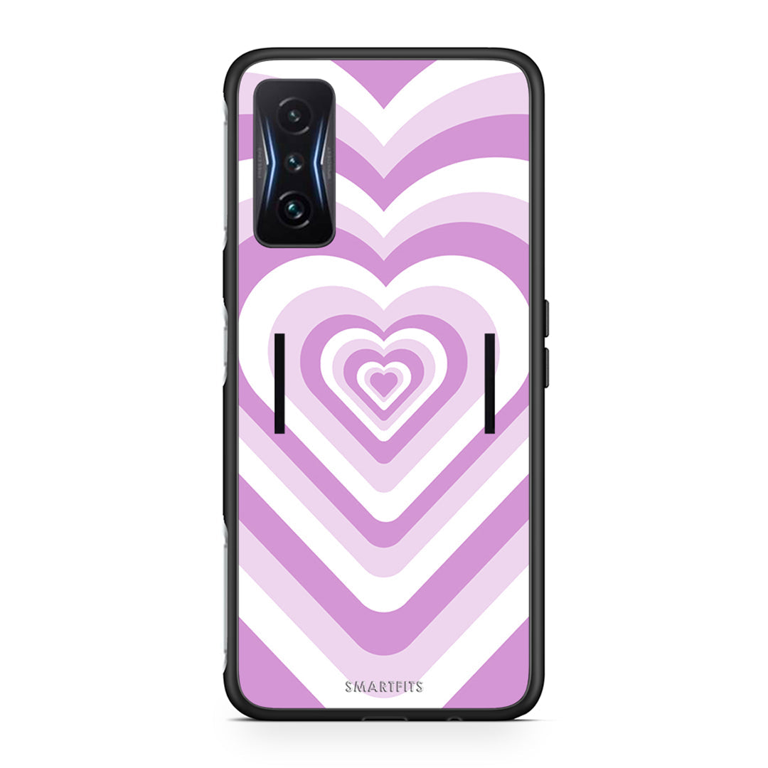 Xiaomi Poco F4 GT Lilac Hearts θήκη από τη Smartfits με σχέδιο στο πίσω μέρος και μαύρο περίβλημα | Smartphone case with colorful back and black bezels by Smartfits