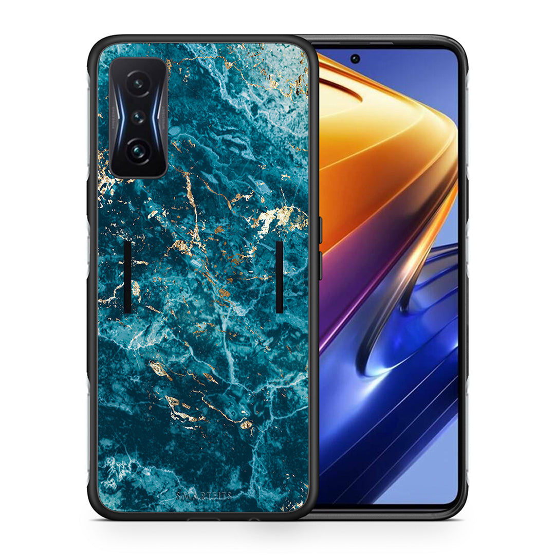 Θήκη Xiaomi Poco F4 GT Marble Blue από τη Smartfits με σχέδιο στο πίσω μέρος και μαύρο περίβλημα | Xiaomi Poco F4 GT Marble Blue case with colorful back and black bezels
