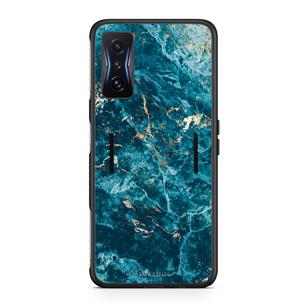 Xiaomi Poco F4 GT Marble Blue θήκη από τη Smartfits με σχέδιο στο πίσω μέρος και μαύρο περίβλημα | Smartphone case with colorful back and black bezels by Smartfits