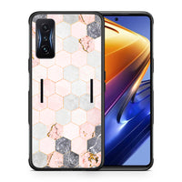 Thumbnail for Θήκη Xiaomi Poco F4 GT Hexagon Pink Marble από τη Smartfits με σχέδιο στο πίσω μέρος και μαύρο περίβλημα | Xiaomi Poco F4 GT Hexagon Pink Marble case with colorful back and black bezels