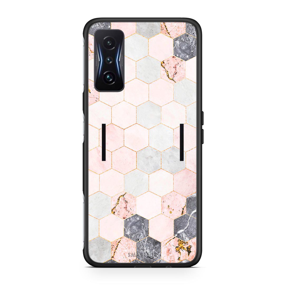 4 - Xiaomi Poco F4 GT Hexagon Pink Marble case, cover, bumper