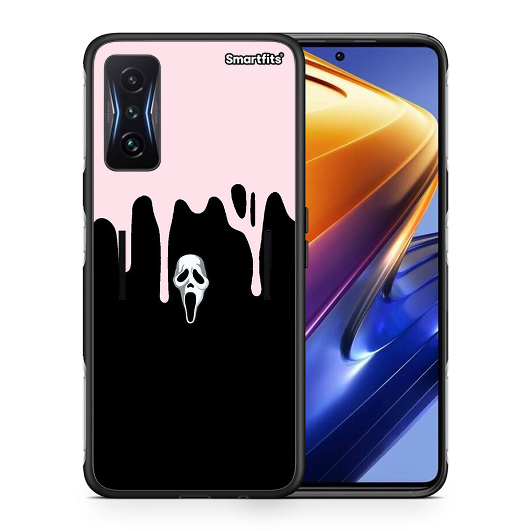 Θήκη Xiaomi Poco F4 GT Melting Halloween Mask από τη Smartfits με σχέδιο στο πίσω μέρος και μαύρο περίβλημα | Xiaomi Poco F4 GT Melting Halloween Mask case with colorful back and black bezels