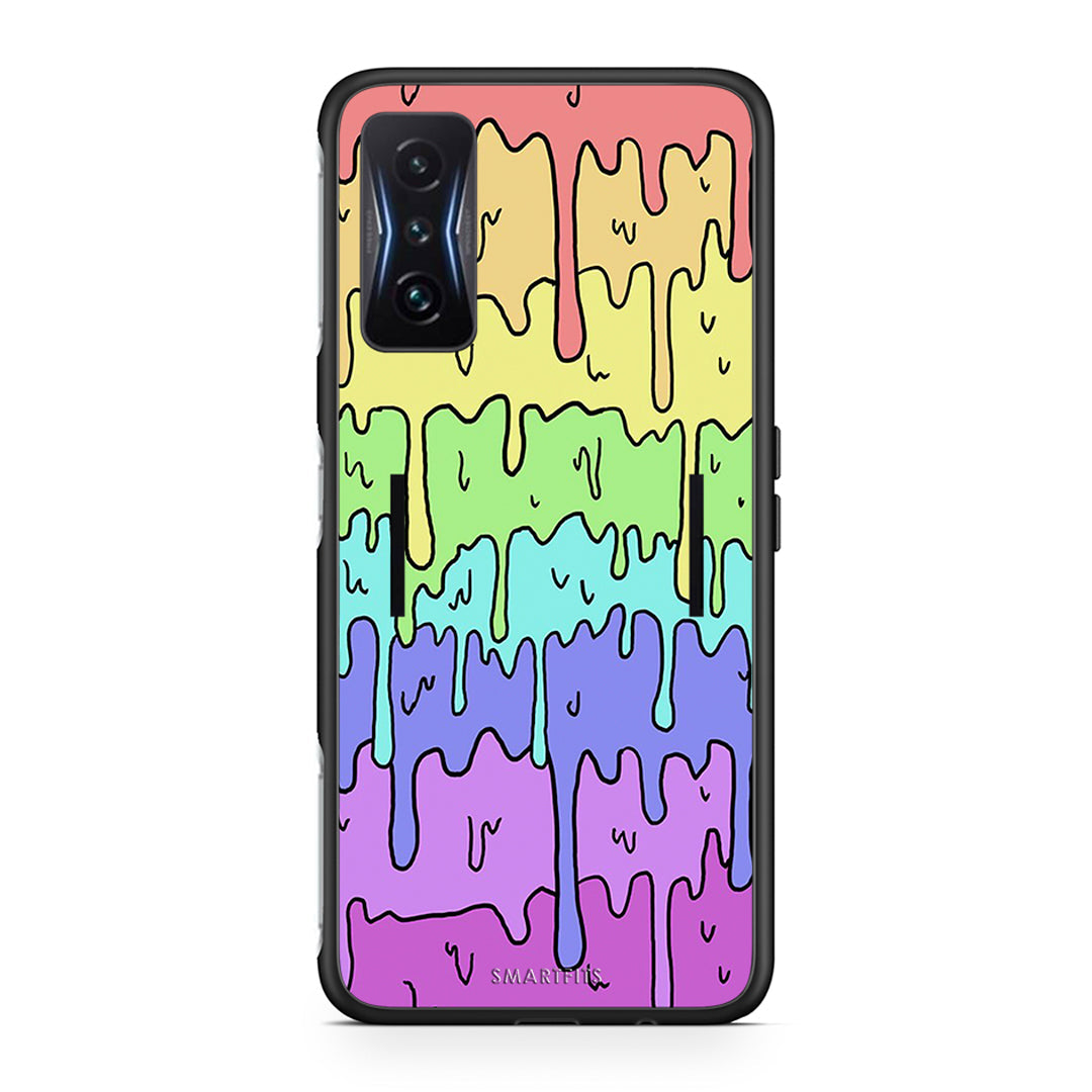 Xiaomi Poco F4 GT Melting Rainbow θήκη από τη Smartfits με σχέδιο στο πίσω μέρος και μαύρο περίβλημα | Smartphone case with colorful back and black bezels by Smartfits