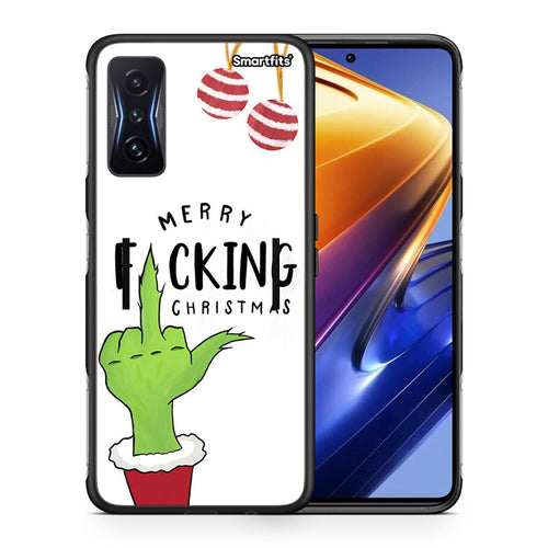 Θήκη Xiaomi Poco F4 GT Merry F Xmas από τη Smartfits με σχέδιο στο πίσω μέρος και μαύρο περίβλημα | Xiaomi Poco F4 GT Merry F Xmas case with colorful back and black bezels