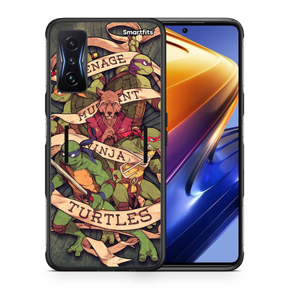 Θήκη Xiaomi Poco F4 GT Ninja Turtles από τη Smartfits με σχέδιο στο πίσω μέρος και μαύρο περίβλημα | Xiaomi Poco F4 GT Ninja Turtles case with colorful back and black bezels