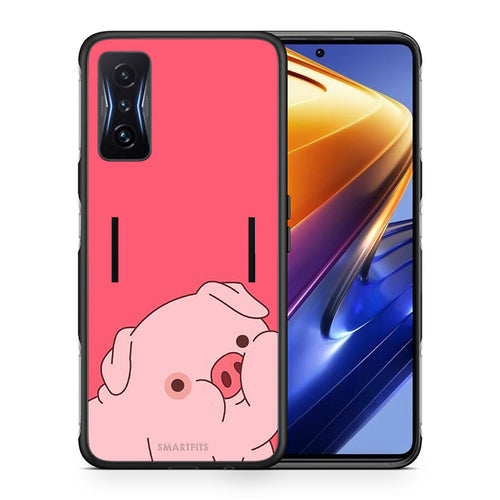 Θήκη Αγίου Βαλεντίνου Xiaomi Poco F4 GT Pig Love 1 από τη Smartfits με σχέδιο στο πίσω μέρος και μαύρο περίβλημα | Xiaomi Poco F4 GT Pig Love 1 case with colorful back and black bezels