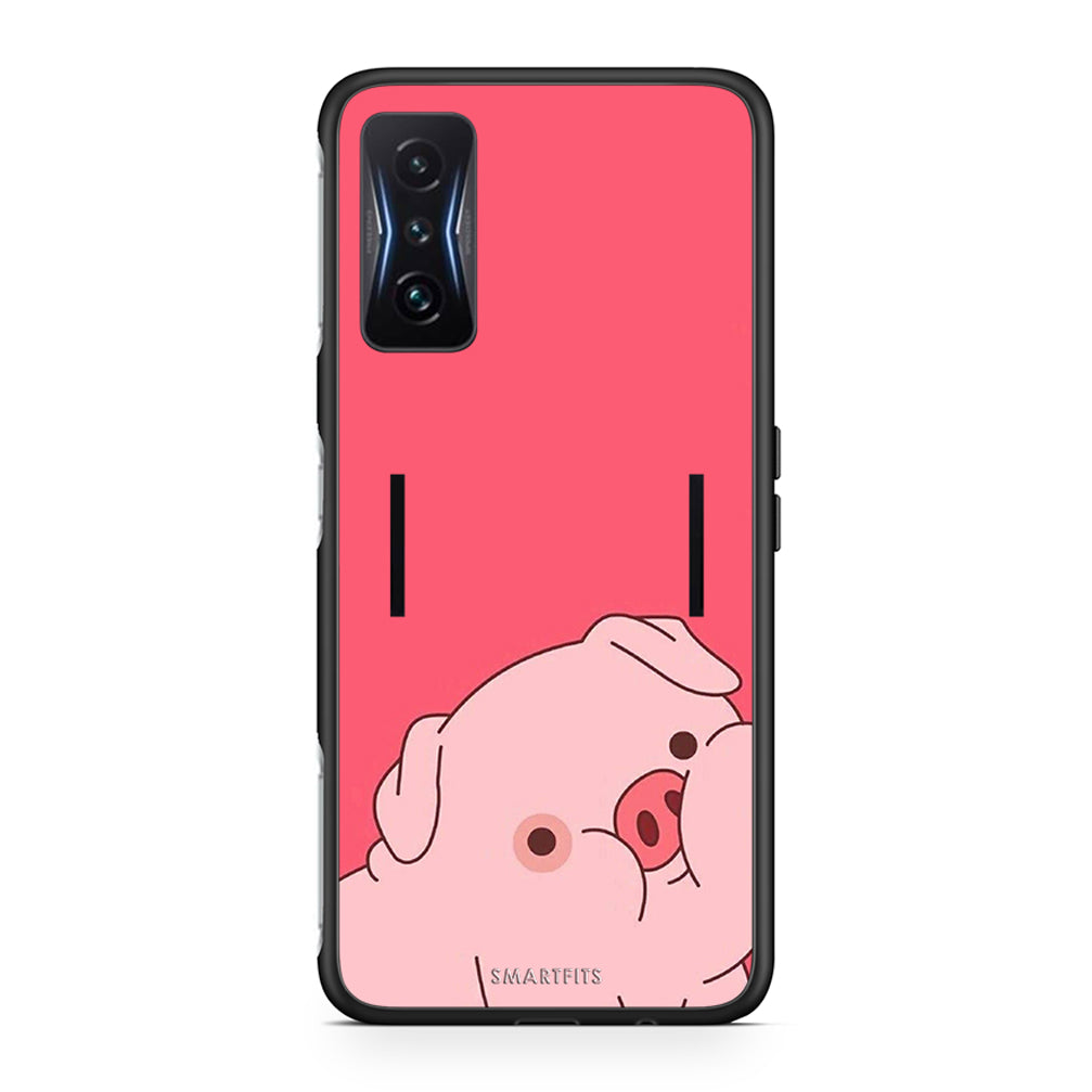Xiaomi Poco F4 GT Pig Love 1 Θήκη Αγίου Βαλεντίνου από τη Smartfits με σχέδιο στο πίσω μέρος και μαύρο περίβλημα | Smartphone case with colorful back and black bezels by Smartfits