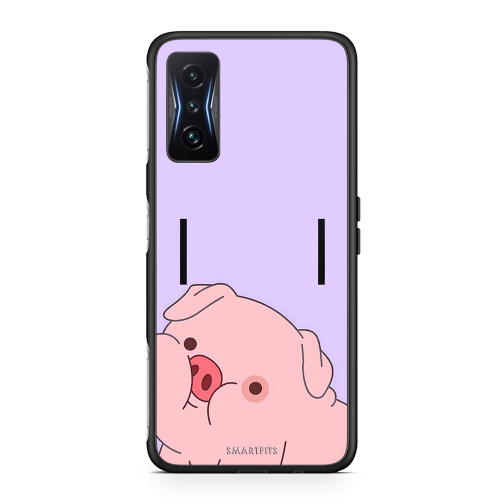 Xiaomi Poco F4 GT Pig Love 2 Θήκη Αγίου Βαλεντίνου από τη Smartfits με σχέδιο στο πίσω μέρος και μαύρο περίβλημα | Smartphone case with colorful back and black bezels by Smartfits