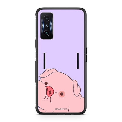Xiaomi Poco F4 GT Pig Love 2 Θήκη Αγίου Βαλεντίνου από τη Smartfits με σχέδιο στο πίσω μέρος και μαύρο περίβλημα | Smartphone case with colorful back and black bezels by Smartfits