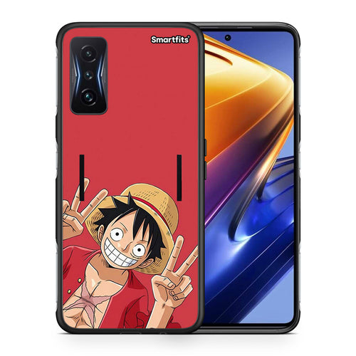 Θήκη Xiaomi Poco F4 GT Pirate Luffy από τη Smartfits με σχέδιο στο πίσω μέρος και μαύρο περίβλημα | Xiaomi Poco F4 GT Pirate Luffy case with colorful back and black bezels