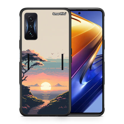 Θήκη Xiaomi Poco F4 GT Pixel Sunset από τη Smartfits με σχέδιο στο πίσω μέρος και μαύρο περίβλημα | Xiaomi Poco F4 GT Pixel Sunset case with colorful back and black bezels
