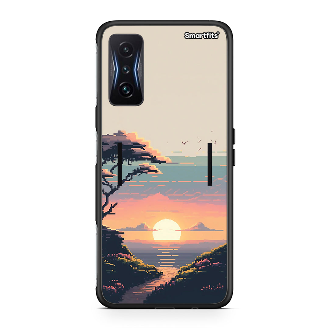 Xiaomi Poco F4 GT Pixel Sunset θήκη από τη Smartfits με σχέδιο στο πίσω μέρος και μαύρο περίβλημα | Smartphone case with colorful back and black bezels by Smartfits