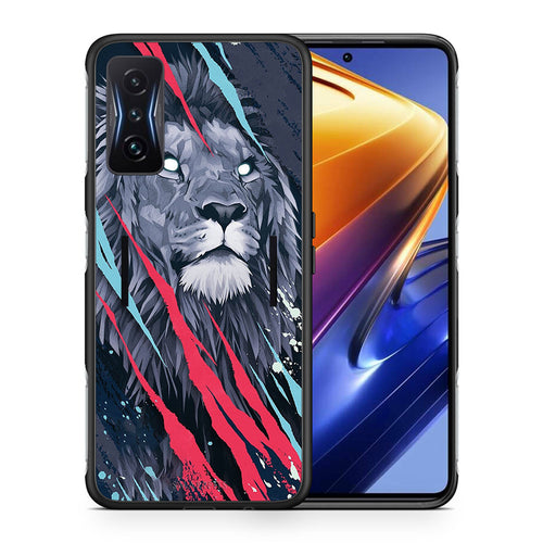Θήκη Xiaomi Poco F4 GT Lion Designer PopArt από τη Smartfits με σχέδιο στο πίσω μέρος και μαύρο περίβλημα | Xiaomi Poco F4 GT Lion Designer PopArt case with colorful back and black bezels