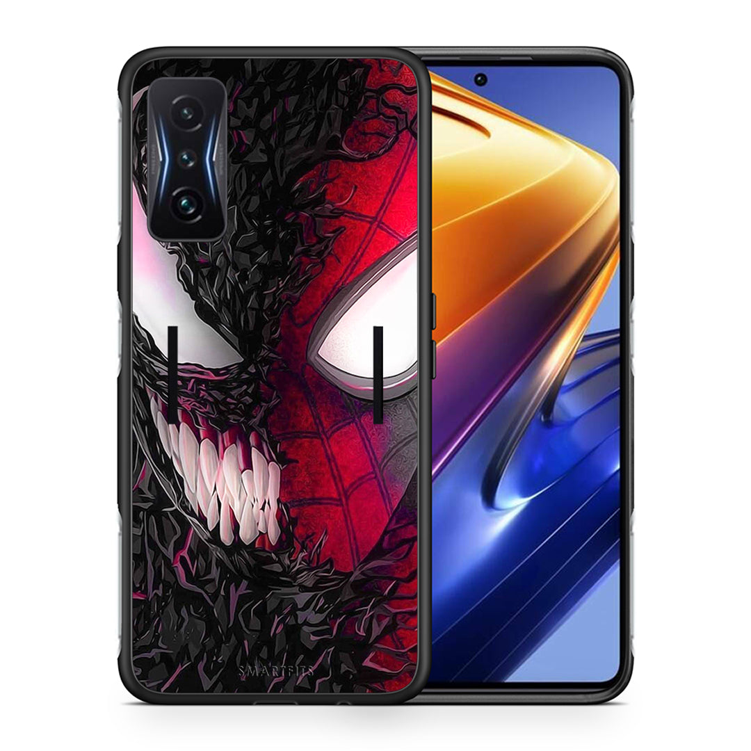 Θήκη Xiaomi Poco F4 GT SpiderVenom PopArt από τη Smartfits με σχέδιο στο πίσω μέρος και μαύρο περίβλημα | Xiaomi Poco F4 GT SpiderVenom PopArt case with colorful back and black bezels