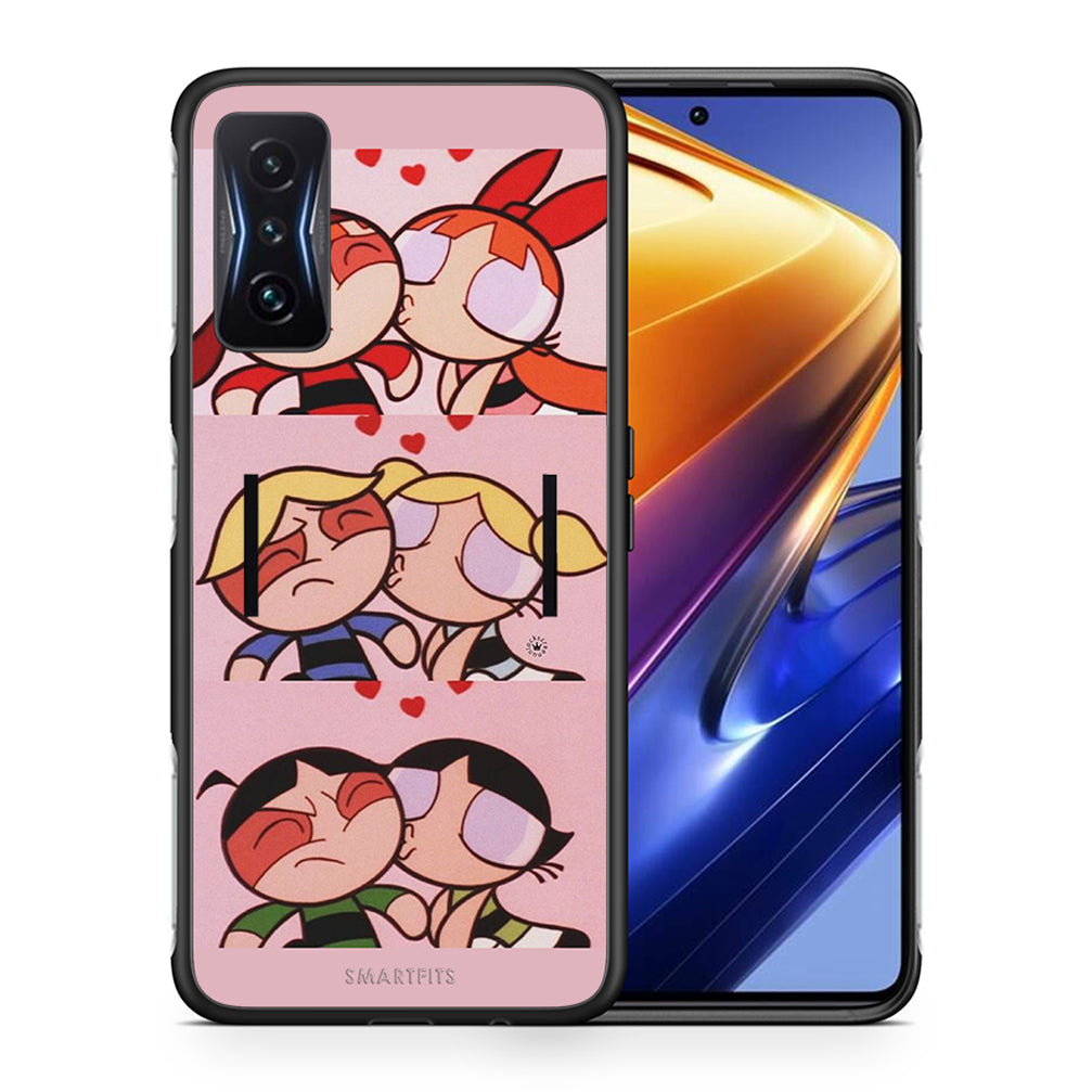 Θήκη Αγίου Βαλεντίνου Xiaomi Poco F4 GT Puff Love από τη Smartfits με σχέδιο στο πίσω μέρος και μαύρο περίβλημα | Xiaomi Poco F4 GT Puff Love case with colorful back and black bezels