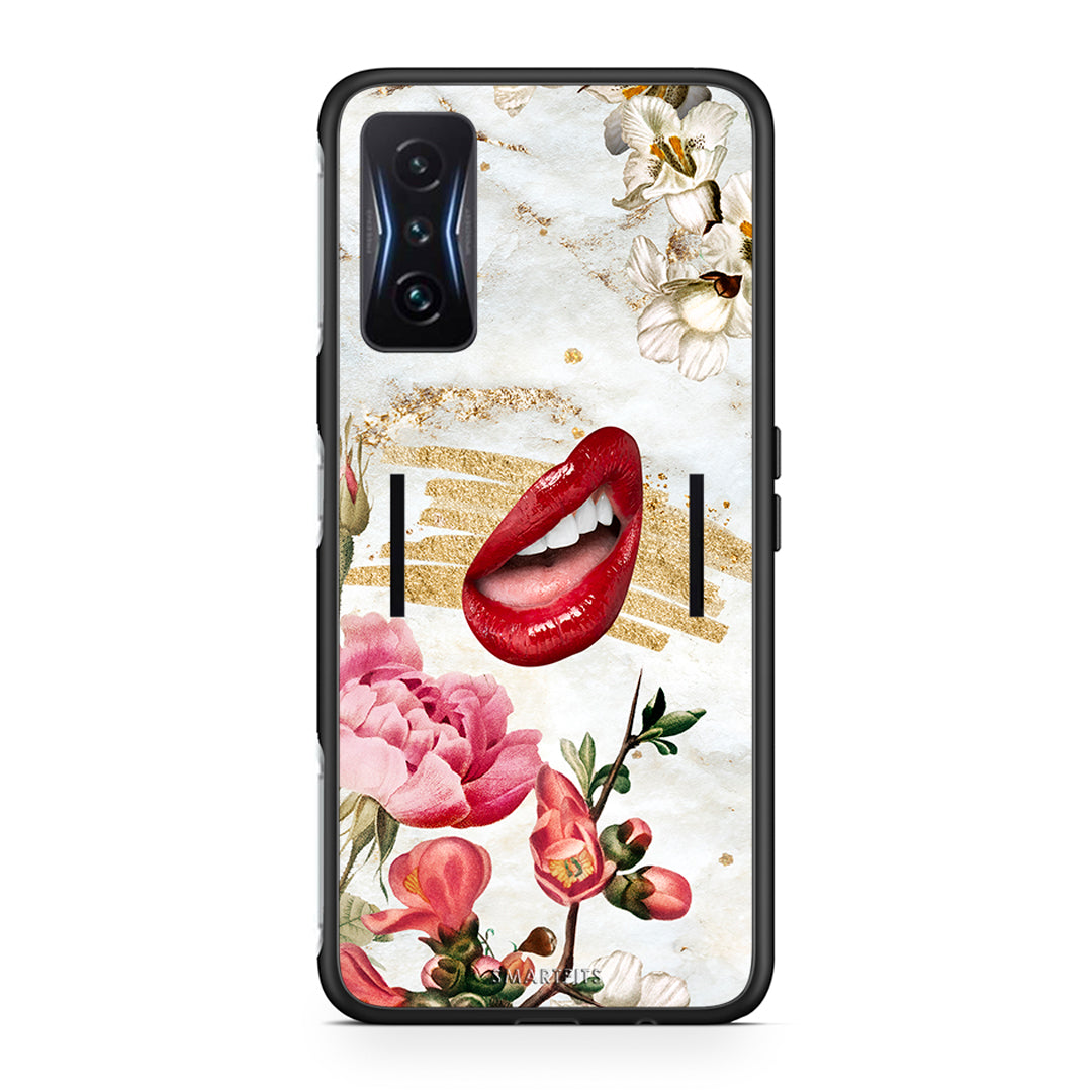Xiaomi Poco F4 GT Red Lips θήκη από τη Smartfits με σχέδιο στο πίσω μέρος και μαύρο περίβλημα | Smartphone case with colorful back and black bezels by Smartfits