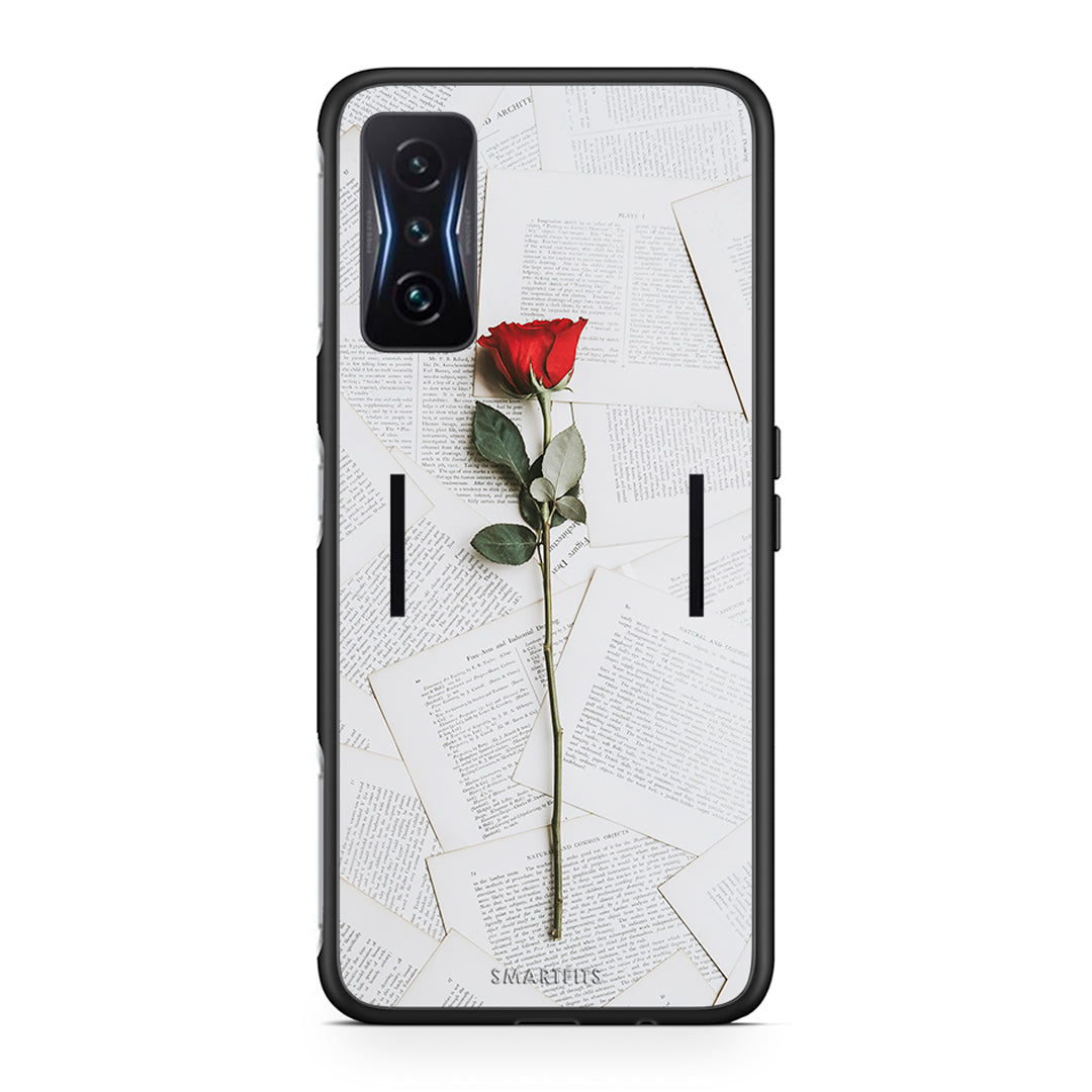 Xiaomi Poco F4 GT Red Rose θήκη από τη Smartfits με σχέδιο στο πίσω μέρος και μαύρο περίβλημα | Smartphone case with colorful back and black bezels by Smartfits