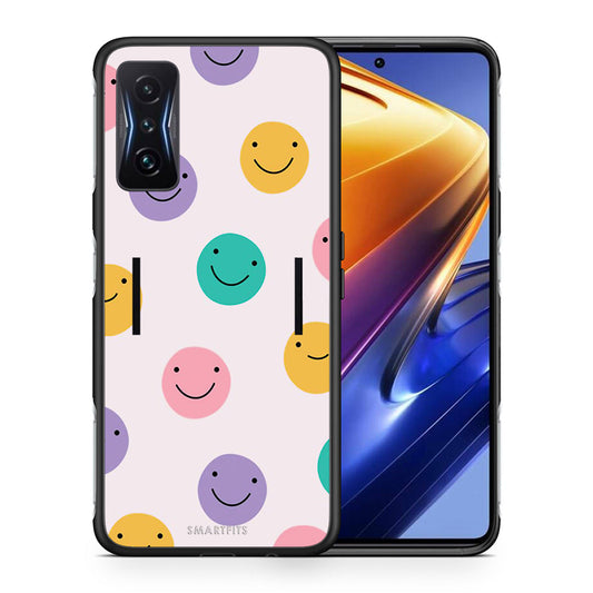 Θήκη Xiaomi Poco F4 GT Smiley Faces από τη Smartfits με σχέδιο στο πίσω μέρος και μαύρο περίβλημα | Xiaomi Poco F4 GT Smiley Faces case with colorful back and black bezels