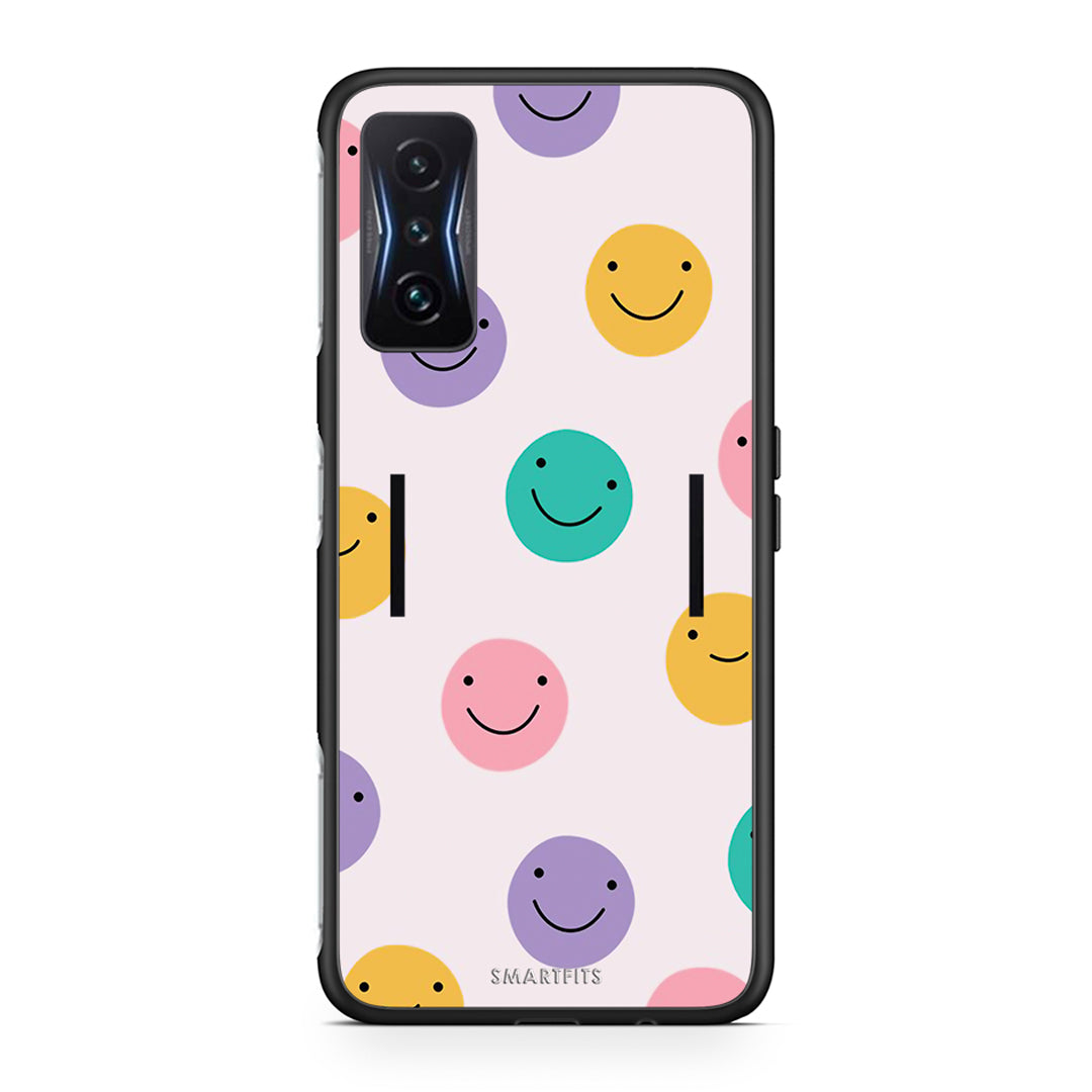 Xiaomi Poco F4 GT Smiley Faces θήκη από τη Smartfits με σχέδιο στο πίσω μέρος και μαύρο περίβλημα | Smartphone case with colorful back and black bezels by Smartfits